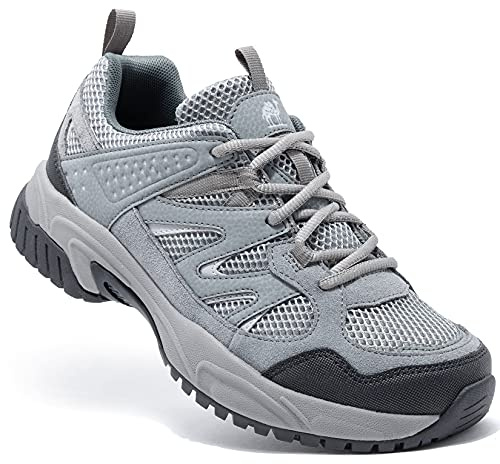 CAMELSPORTS Hiking Shoes Men Lightweight Non-Slip Breathable Sneakers Low Top Walking Shoe for Outdoor Trailing Trekking Walking Climbing Grey/Black