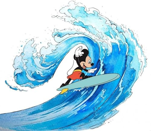 Komar Disney IADX6-007 - Papel pintado fotográfico para habitación infantil (300 x 280 cm, diseño de Mickey Surfing), diseño de Mickey Surf
