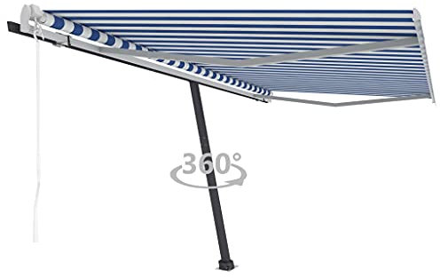 vidaXL Standmarkise Automatisch Markise Sonnenmarkise Balkonmarkise Sonnenschutz Gelenkarmmarkise Terrasse Garten 450x300cm Blau Weiß
