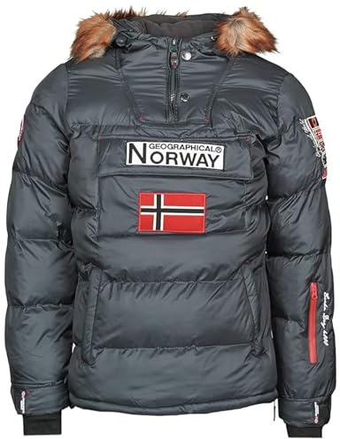 Geographical Norway Bilboquet Herren Parka, warm, wasserdicht – dicker Mantel mit Kapuze, Pelz Outdoor – warme Jacke, winddicht, Winter, Außenjacke für Männer (Dunkelgrau XXL)