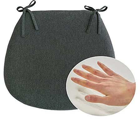 Yadlan Stuhlkissen 40x40 mit BäNdern 1er Set, Sitzkissen 40x40 Waschbar, Bezug Abnehmbar Sitzpolster Sitzkissens mit ReißVerschluss, Halbrund Stuhlauflage Passend für Die Ganze Saisons Anthrazit
