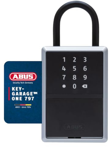 ABUS Nyckelkassaskåp Smart KeyGarage™ – kan manövreras via app med smartphone eller via nummerkod – Bluetooth-nyckelskåp för 20 nycklar – med bygel, svart