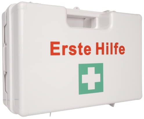 Botiquín de primeros auxilios DIN 13169:2021, botiquín de primeros auxilios - MEDIANO - con soporte de pared, botiquín de primeros auxilios según ASR, de plástico ABS