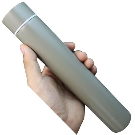 Thermosflasche Schmal Lang, Trinkflasche Dopper Edelstahl 250ml, Sport Wasserflasche (Grau)…