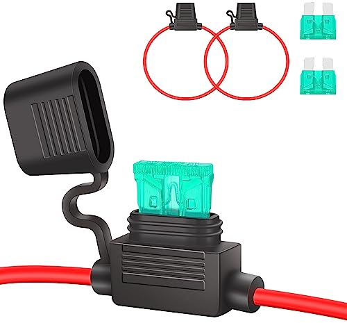 JatilEr Porte-fusible en Ligne 12 V Standard - Double Lame 12 AWG avec Fil de Cuivre Étanche et Fusible 30 A pour Voiture/Camion/Moto/Bateau