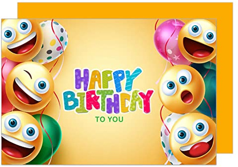 Edition Seidel Premium Geburtstagskarte mit Umschlag. Glückwunschkarte Billet Happy Birthday Humor Lustig cool Mann Frau Teenager Junge Mädchen Emoji Smiley (G3499 SW023)