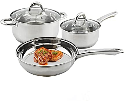 OQHAIR Cookware Set Stainless Steel kitchen us and Pans Set Cooking Ware with Stockkitchen u Saucepan Saute Fry Pan with Lids Kitchenware Set