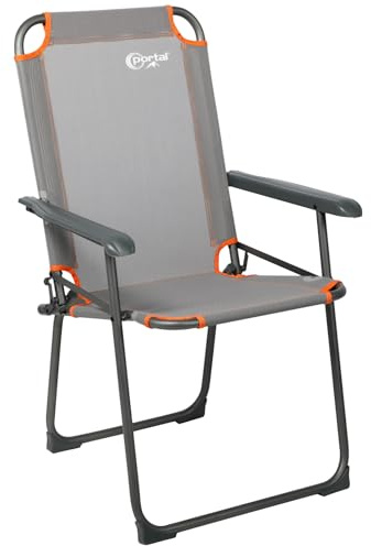 Portal Campingstuhl faltbar Klappstuhl Camping bis 100kg belastbar leicht Angelstuhl Strandstuhl klappbar hohe Rückenlehne für Outdoor Garten Festival Orange Grau