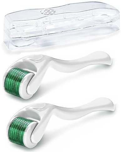 Zemolo 2 Stück Derma Roller 0,25mm & 0,5mm Microneedling 540 Nadeln | Bartroller Haarpflege Microneedling Roller für Gesicht Körper und Bart Derma-Roller für Männer & Frauen