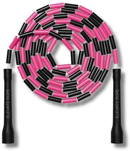 Elevate Rope Perlen-Springseil 3 m verstellbar, Beaded Rope | Segmentiertes Design gibt Rhythmus-Feedback, verhakt nicht, ideal für Footwork, Tempo und Cardio, gratis Trainings-App