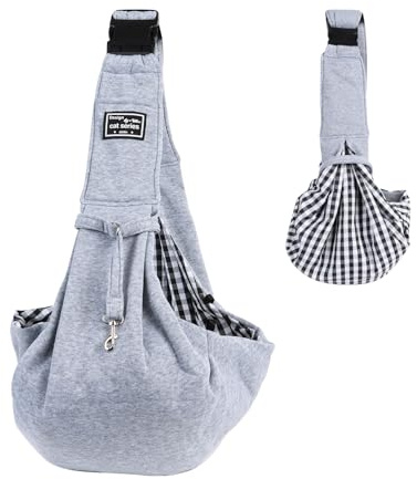 NiCoLa Puppy Sling Hundetragetasche, Welpentuch Hundetuch, für Chihuahua, Pudel, Bichon Frisé, Katzen & andere Haustiere, Einkaufszentren, Krankenhäuser, Parks, U-Bahn, Reisen, Outdoor, Grau/Schwarz
