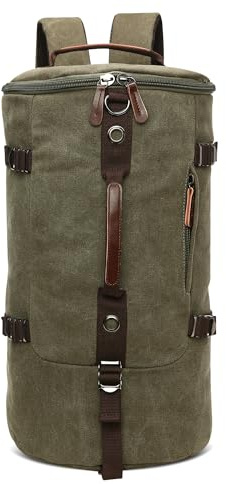 DORRISO Vintage Rucksack Herren Grosse Kapazität Reiserucksack mit Verstecktem Fach Weekender Tasche Wanderrucksack für Reisen Camping Draussen Herren Tagesrucksack Leinwand Umhängetasche Grün