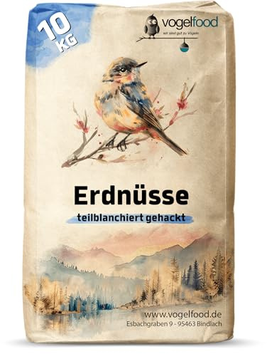 Erdnüsse teilblanchiert gehackt 10 kg geviertelt Vogelfutter Igelfutter