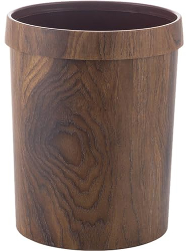 Ericetion Retro Rubbish Bin Creative Wood Partten Plastic Garbage Container Waste Paper Bin for Bedroom Bathroom Office