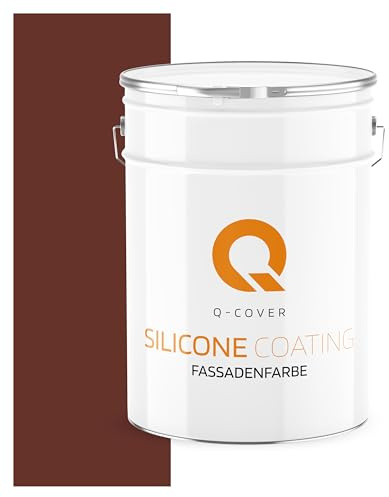 Q-COVER Fassadenfarbe 10 L Braun RAL 8012 – Silikonharz, Außenfarbe, Hydrophob, Wetterfest, Fassadenschutz