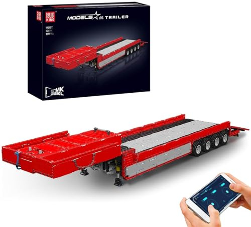 Mould King 19015T Technik Anhänger für LKW Modell Pneumatischer Palettenwagen Bausteine, 3399 Teile Mobile Pneumatische Abschlepplokomotive, Pneumatischer Traktor Bausatz Konstruktionsspielzeug
