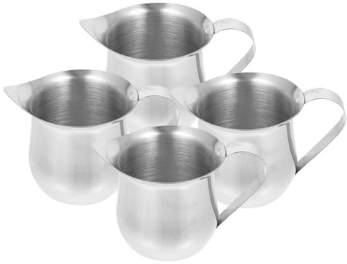 TOPBATHY Praktische Espressotasse 4-teilig Sahnekännchen Griff Aus Edelstahl für Den Heimgebrauch