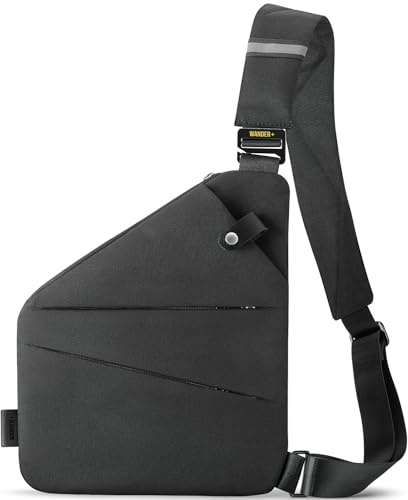 WANDER+ PLUS® Anti Theft Crossbody Travel Bag for Women Men, Multi-Pocket Crossbody Bag, Slim Sling Bag with Adjustable Strap, Black