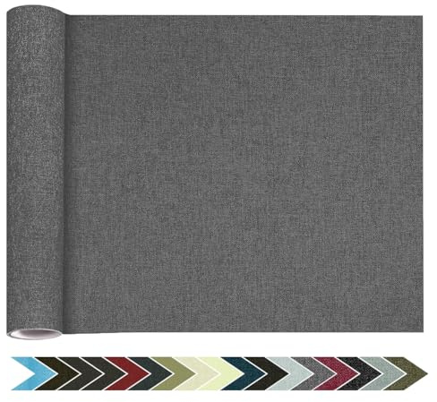 Flicken Selbstklebend Stoff, Leinen Reparatur Patches, Stoffe Reparatur, 20 x 100 cm Leinenstoff Patches Selbstklebend für Sofa, Bürostuhl, Autositze, Kopfteile, Vorhang - Dunkel Grau