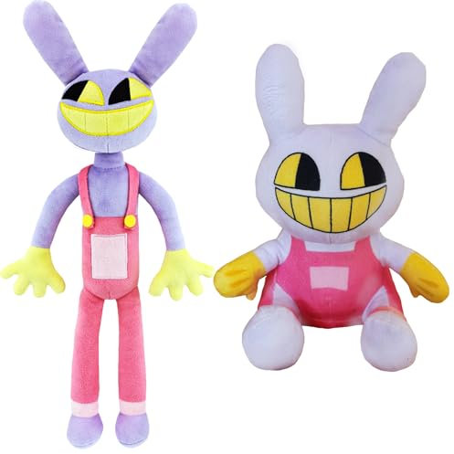 WENAUANG The Amazing Digital Circus plysch Toys, Jax påskhare plyschdjur, söta animefigurer 2 stycken kaniner plyschdjur, påsk jul halloween födelsedagspresenter för pojkar flickor