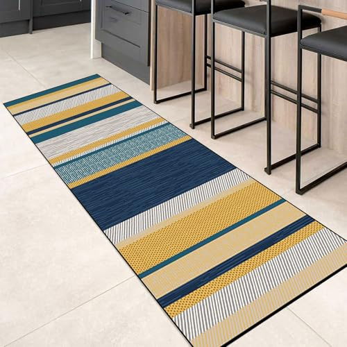SUNLIMEI Teppichläufer Auf Maß 90 x 390 cm Waschbar rutschfest Flurläufer Lang, Teppiche Meterware Supersoft Kurzflor, Geometrisch, Abstrakt Muster für Wohnzimmer, Flur, Küche, C