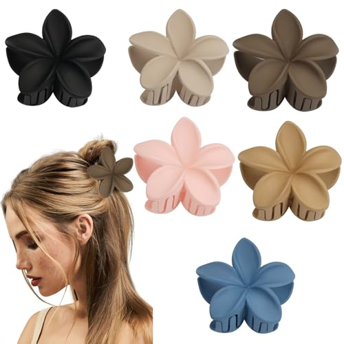 6 Pezzi fermagli per capelli a forma di fiore, Matte Fermagli Capelli Donna Design Antiscivolo Mollettone Fiori in Plastica Forte Fissaggio capelli spessi e sottili per lo styling dei capelli