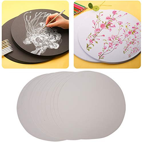 Akozon 33 Cm Rundes, Dickes Weißes und Schwarzes Kartonpapier – 20 Blatt Hochwertiges Bastelpapier für DIY-Projekte, Scrapbooking, Einladungen und Mehr (Runde weiße Karte 33 cm)