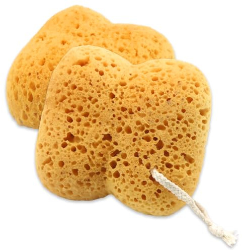 2Pcs Natural Sea Sponge,Larger Shower Sponges for Women Men, Exfoliating Body Sponge Dense Foam for Gentle & Deep Cleansing, Ultra-Soft for Sensitive Dry Skin