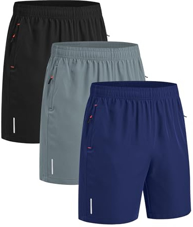 kuzwufs 3er Pack Sporthosen Herren Kurze Sommer Jogginghose Sport Shorts Mit Taschen Fussball Hose Kurz Tennishose Basketball Hose Männer Fitness Shorts Turnhose