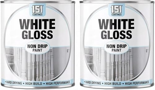 GSV Essentials White Gloss Non-Drip Paint Tin, Quick-Drying Formula, Durable, Non Yellowing, Low Odour Suitable for Wood, Metal, And Plaster, 300ml (2 Pcs)