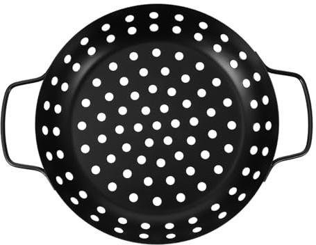Alipis Bandeja Resistente al Calor para Asar de Acero al Carbono y Antiadherente con Diseño de Agujeros Grandes y Doble Asa para Barbacoa Exterior Profesional