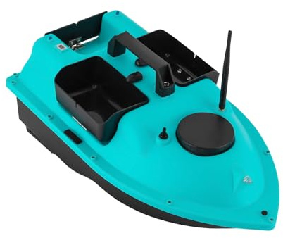 Jerool Barca da pesca per mangimi da pesca, barca da pesca telecomandata, con telecomando e lampada a LED, offre una durata di funzionamento fino a 2 ore