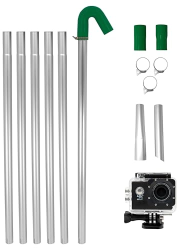 Gutter Vacuum Pole Kit 4K Camera Real Time Inspection 24ft Reach Drain Pipe Cleaning 1.2m - 7.2m IPS 4x Zoom 170 Degree Wide Angle Wireless WIFI Android IOS Rechargeable Waterproof Case Carry Bag
