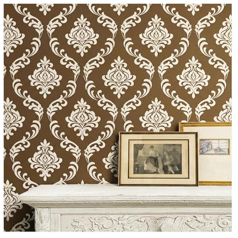 Grands pochoirs muraux damassés pour motif de peinture 40 x 50 cm, modèle sans couture pour décoration d'intérieur, réutilisable, style baroque victorien pour chambre à coucher, rénovation, projets