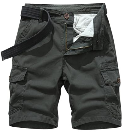 Générique Hommes Shorts Bermudas Cargo Outdoor Coton Casual Lâche avec Poche Pantalon Court de Loisirs Multi-Poches Taille Elastique
