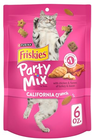 Purina Friskies Cat Treats, Party Mix California Crunch With Chicken - (Pack of 6) 6 oz. Pouches