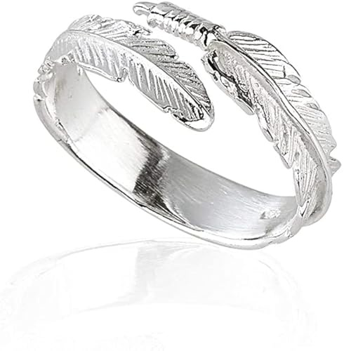 Solid 925 Sterling Silver Angel Wing Feather Adjustable Ring Size L-R Gift Boxed