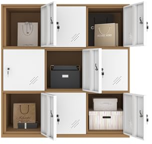 MECOLOR6,9porta piccola dimensione in metallo Cabinet,Home Storage Cabinet Manager,camera da letto,aula egabinetto della scuola per bambini bambini blu marrone e bianco armadio di stoccaggio di colore