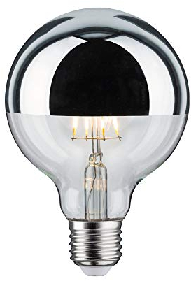 Paulmann 28672 lámpara LED filamento G95 5 vatios bombilla cúpula espejo plata 2700 K blanco cálido E27