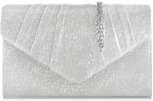 Milisente Damen Clutch, Elegante Silberne Klassische Abendtasche mit Magnetverschluss und Großem Fassungsvermögen