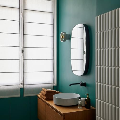 MADURA - Store Bateau Carlina Décoration pour Maison Salon Chambre Canapé - Idée Cadeau Lin lavé légèrement froissé Blanc Pur et Bourdon Noir 150x220 cm