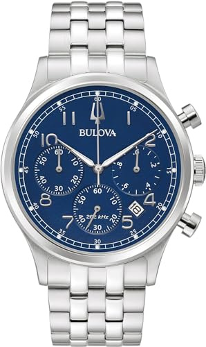 Bulova Herren Armbanduhr in der Farbe Silber mit Edelstahlarmband, Gehäusedurchmesser: 43 mm, 96B358