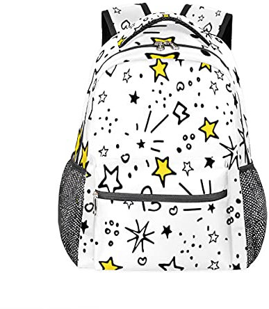 Handgezeichneter Rucksack mit Stern-Illustration, personalisiertes Muster, Büchertaschen, Freizeit-Rucksack für Teenager, Jungen und Mädchen, Rucksack, Laptop, athletisch, Outdoor, Wandern, Camping,
