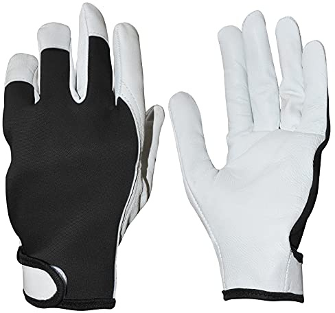 Damen-/Herren-Leder-Gartenhandschuhe, dornensicher, rutschfest, Schwarz, Größe M
