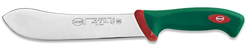 Sanelli linea Premana Professional Coltello Scimitarra Larga XL, Acciaio inox, Verde/Rosso, lunghezza lama 20 cm.
