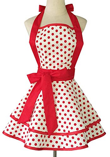 DNLKWGO Bequeme Baumwollschürze, Kittel, Küche, Kochen, Malerei, Lätzchen, niedliches Damenschürze, Kleid
