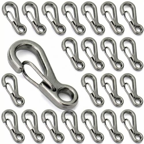 QWORK 20stk Mini Karabiner Karabinerhaken für Camping Wandern Schlüsselanhänger DIY Handwerk (Grau)