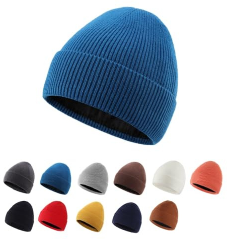 Magracy Toddler Boys Girls Winter Beanie Hat Warm Stretchy Fleece Lined Knit Hat for Kids Deep Blue