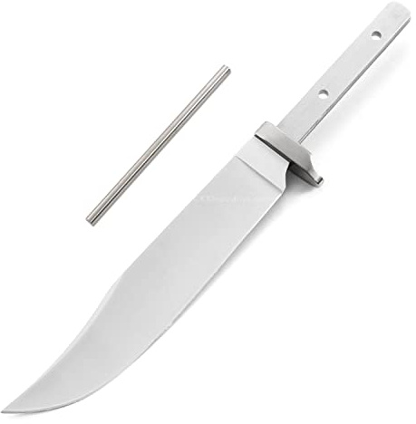EZSMITH Model BL006 - Clip Point Knife Kit - DIY Hidden Tang Fixed Blade - (Blade Blank, SS Guard & SS Pinstock) - (No Handles) - (USA Design) - (Gift Boxed) - (by KnifeKits)