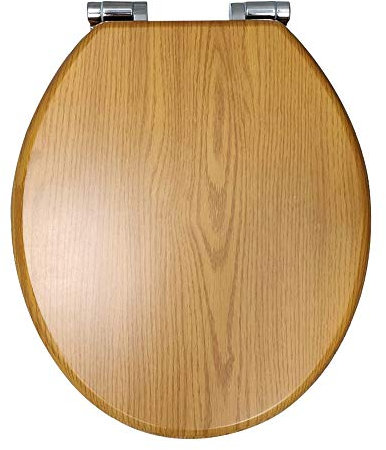 Cambridge Oak Toilet Seat Wood Effect Traditional Style Soft Close Hinges Universal Size Easy to Clean Durable Bathroom Toilet Seat